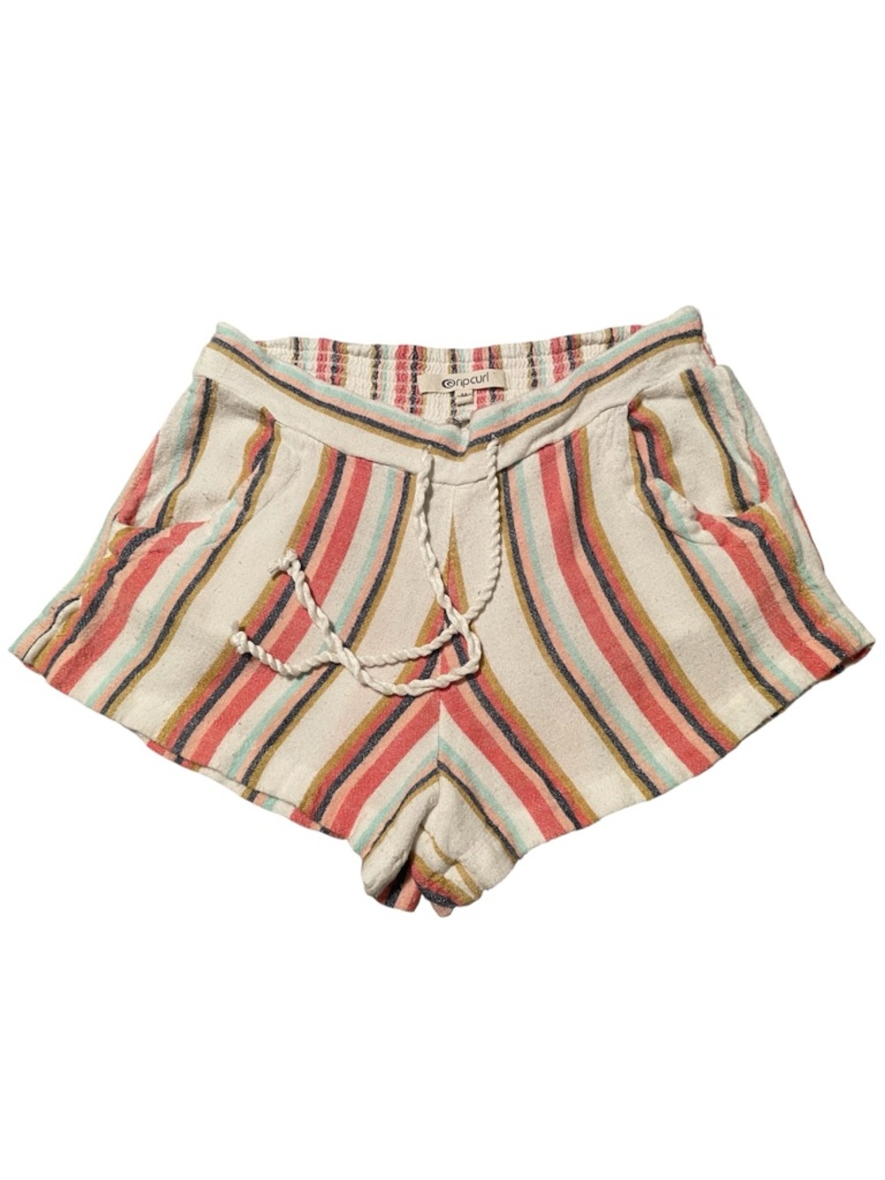 Rip Curl Surf Baja Striped Women’s Relaxed Shorts Retro Beach Day Trippin Medium